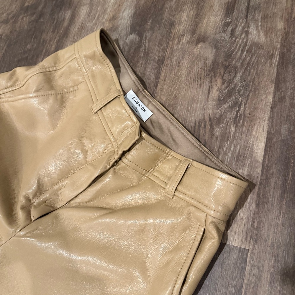 aritzia a baton high waisted crop caramel leather pants